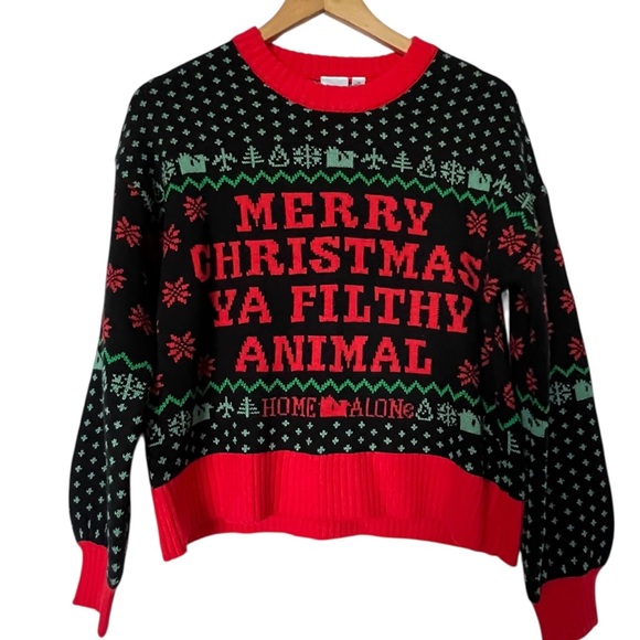 Home Alone Sweaters - Festive Black and Red Christmas Sweater